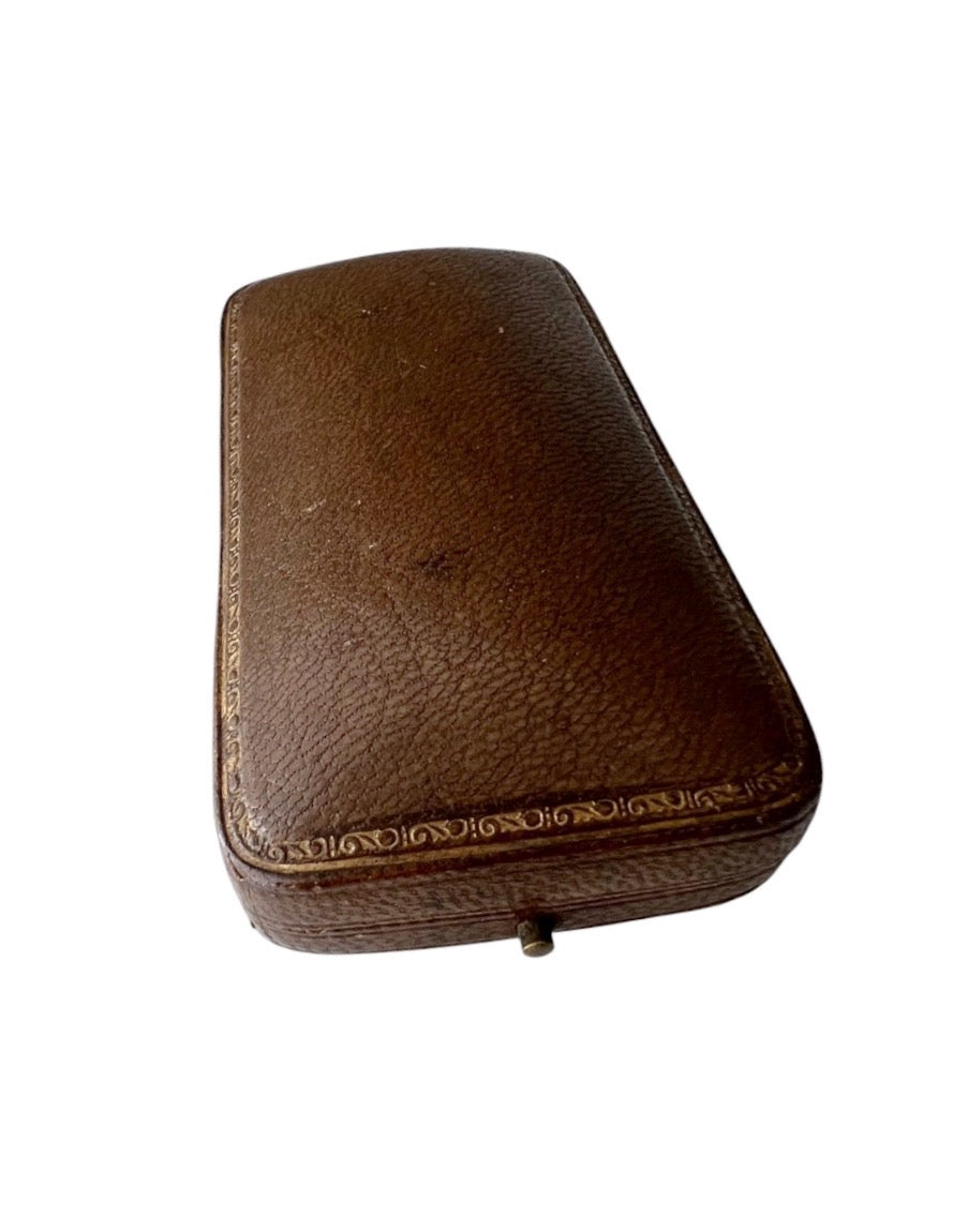Antique Brown Leather Jewellery Presentation Box