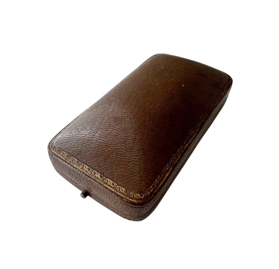 Antique Brown Leather Jewellery Presentation Box
