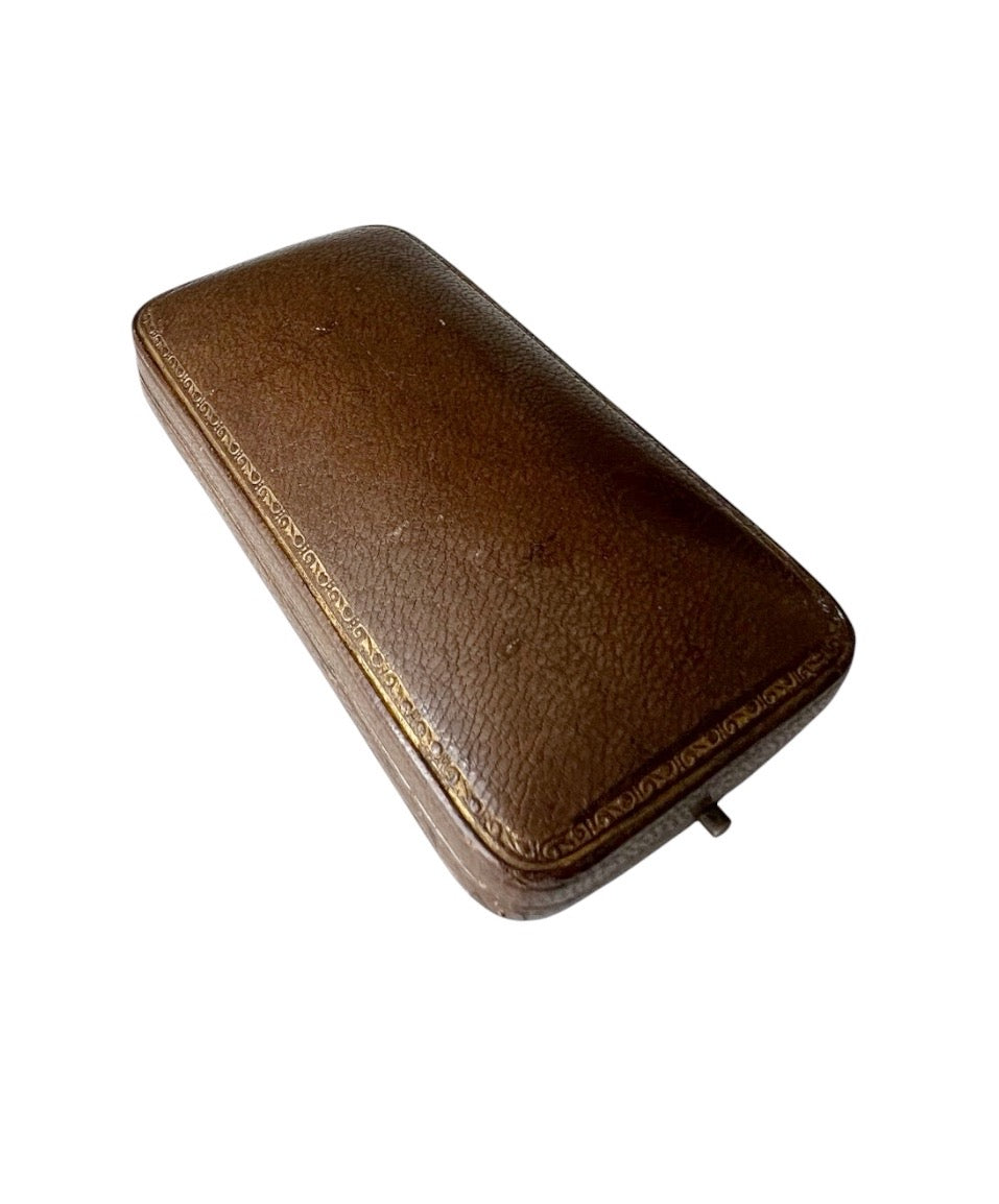 Antique Brown Leather Jewellery Presentation Box