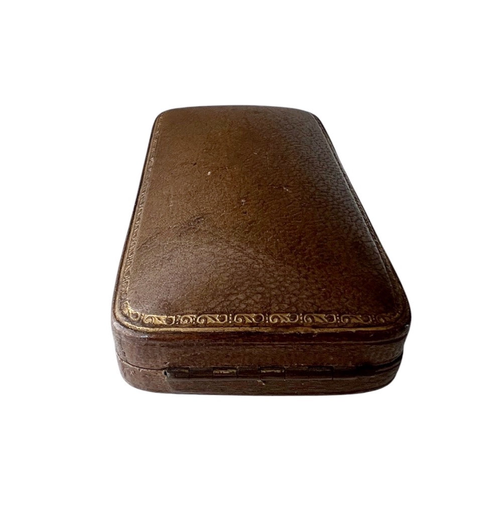 Antique Brown Leather Jewellery Presentation Box