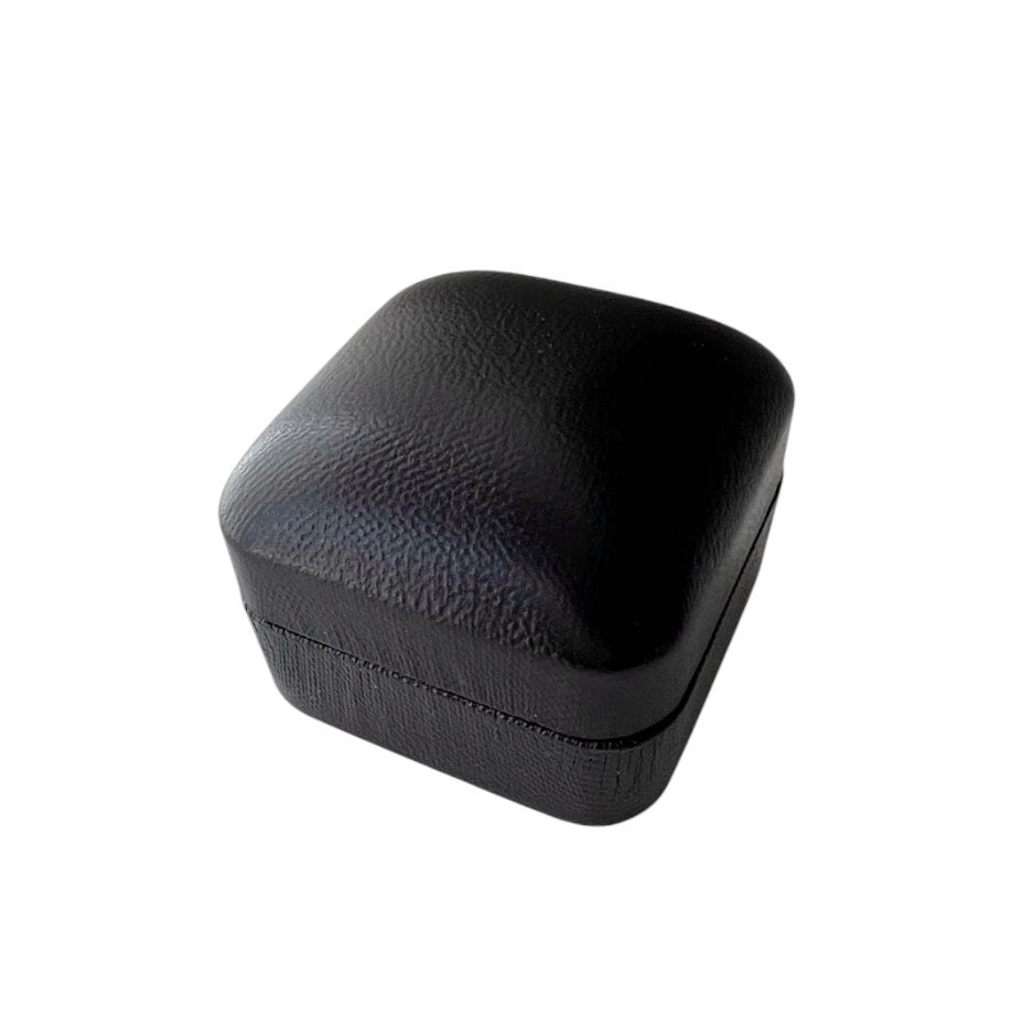 Vintage Leather Ring Box with Red Velvet Interior
