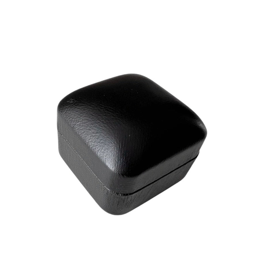 Vintage Leather Ring Box with Red Velvet Interior