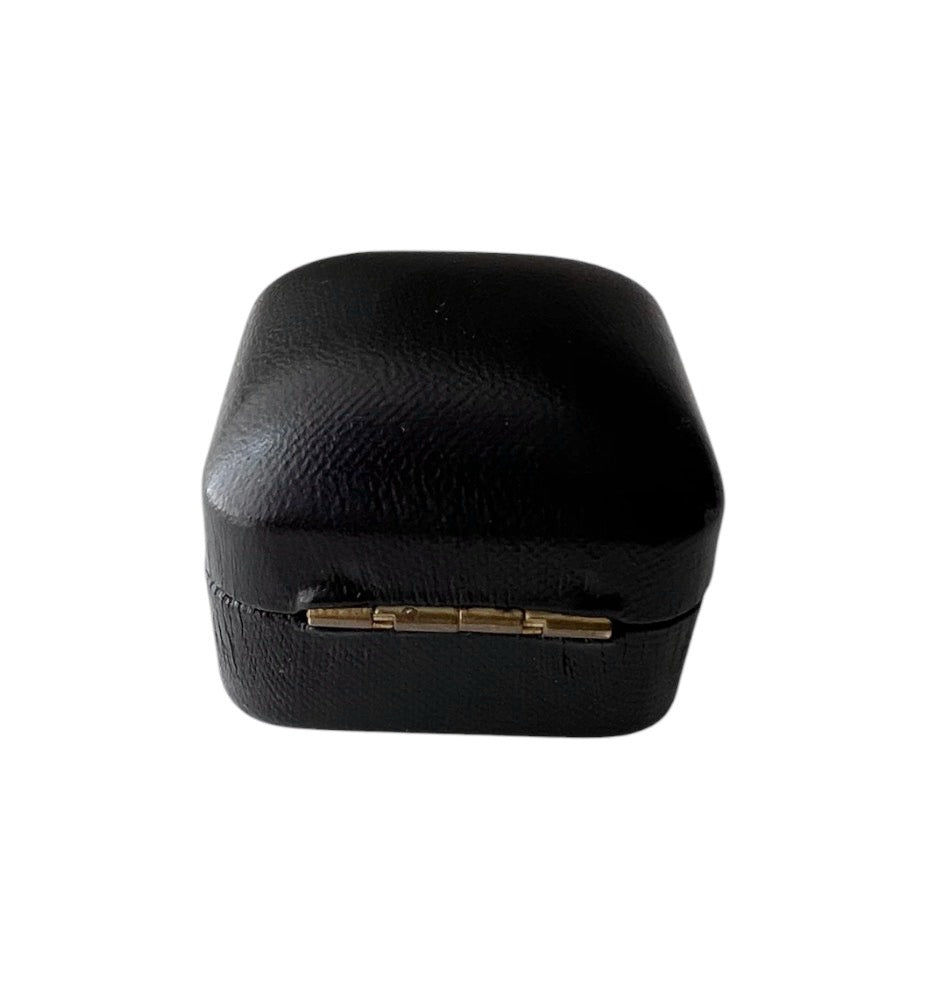 Vintage Leather Ring Box with Red Velvet Interior