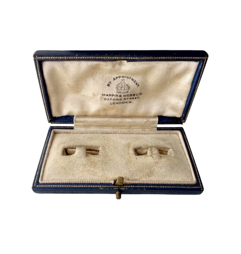 Antique Mappin & Webb Leather Cufflink Box