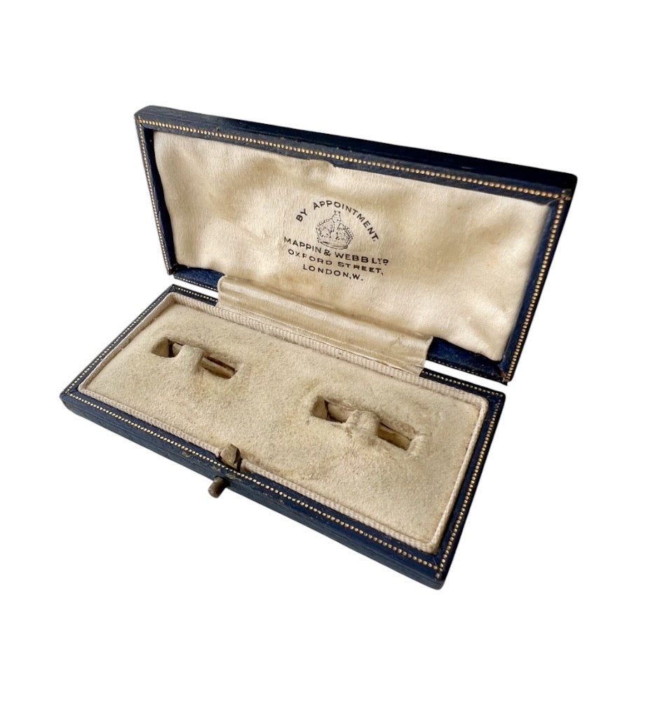 Antique Mappin & Webb Leather Cufflink Box