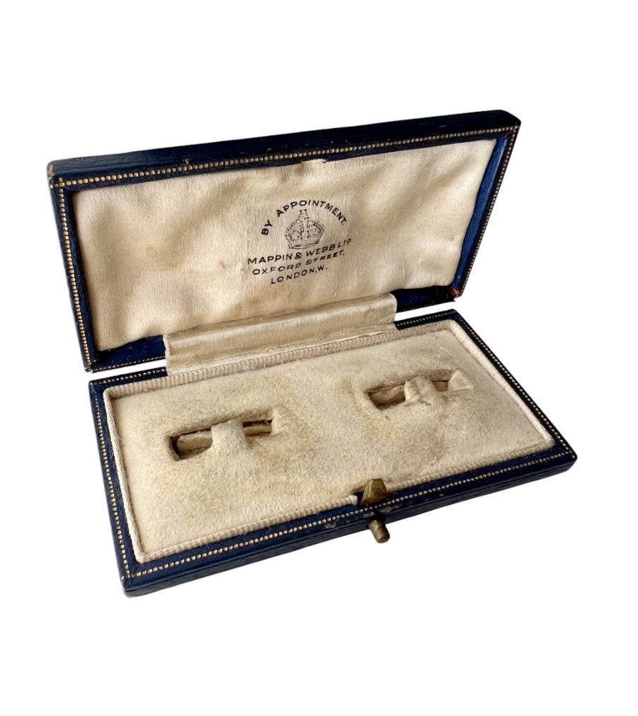 Antique Mappin & Webb Leather Cufflink Box