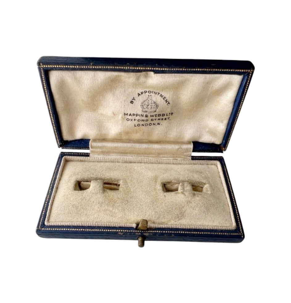Antique Mappin & Webb Leather Cufflink Box