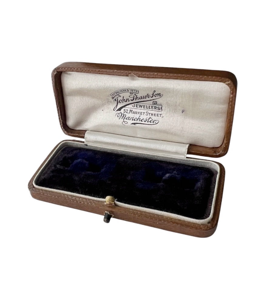 Antique John Shaw & Son Leather Brooch Box