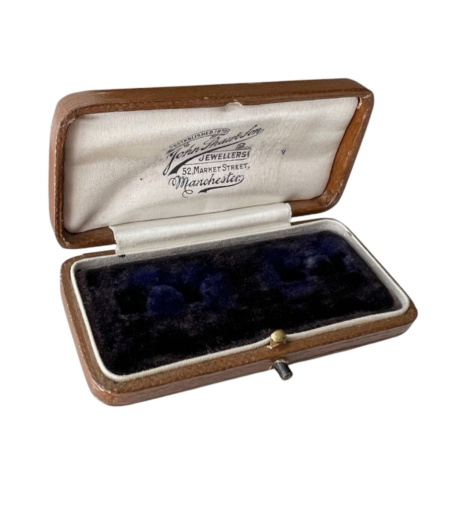 Antique John Shaw & Son Leather Brooch Box