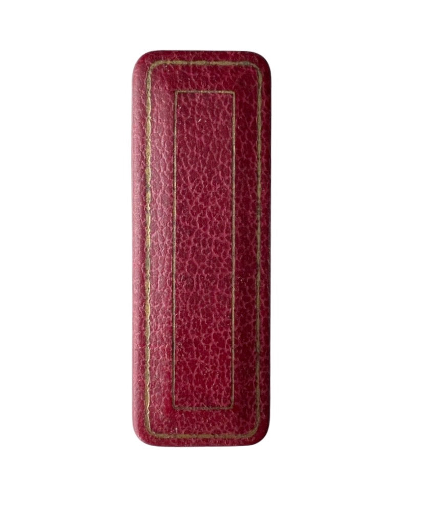 Antique Red Leather Pin Box