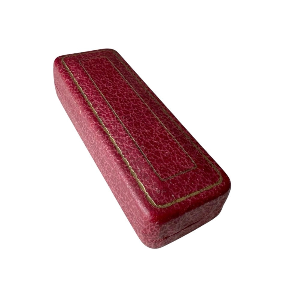 Antique Red Leather Pin Box