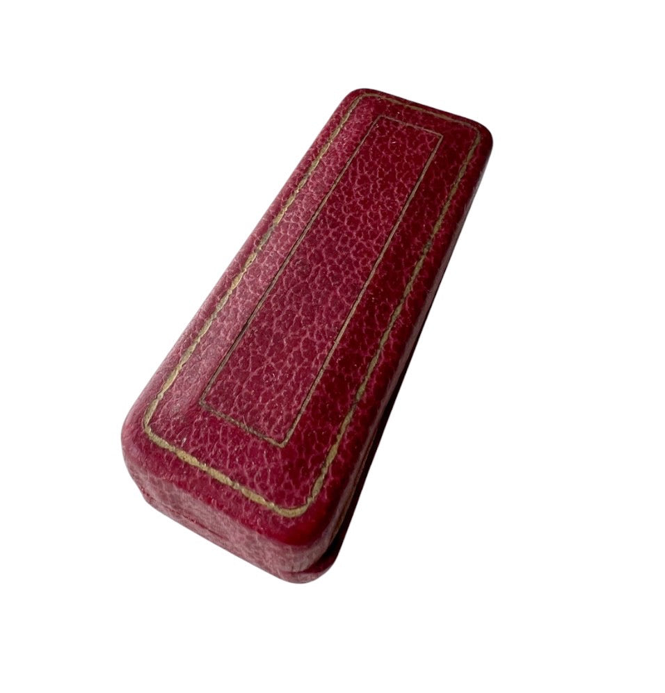 Antique Red Leather Pin Box