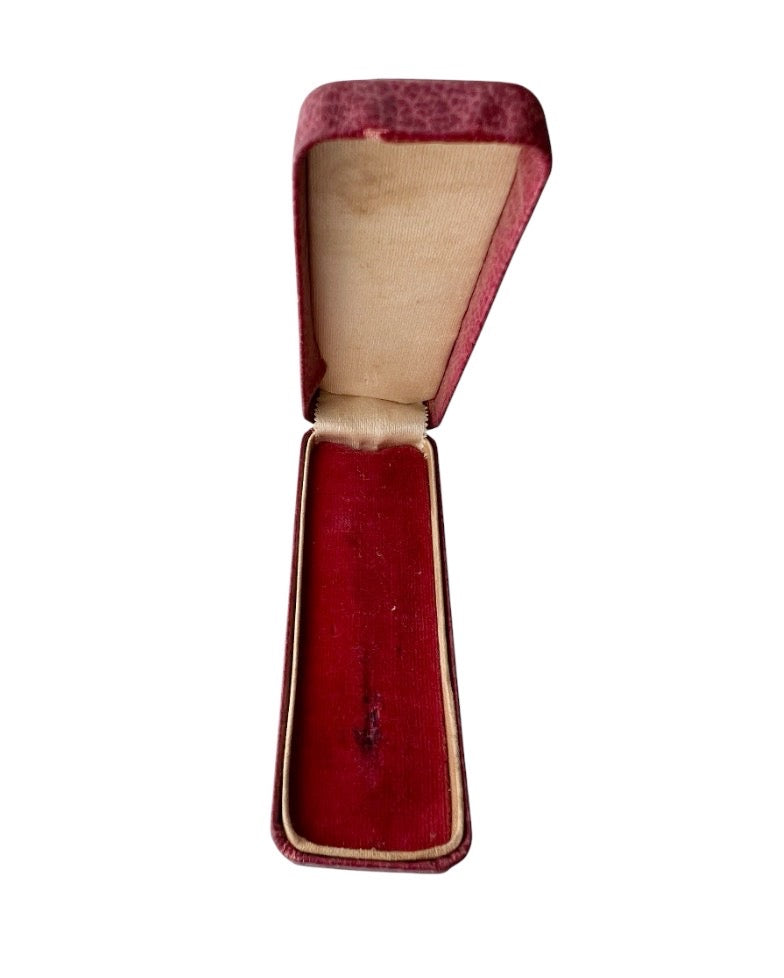 Antique Red Leather Pin Box