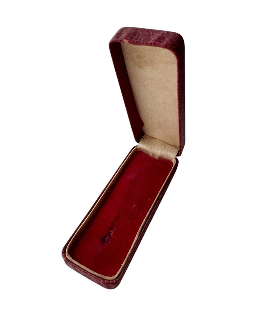 Antique Red Leather Pin Box