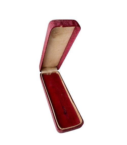 Antique Red Leather Pin Box
