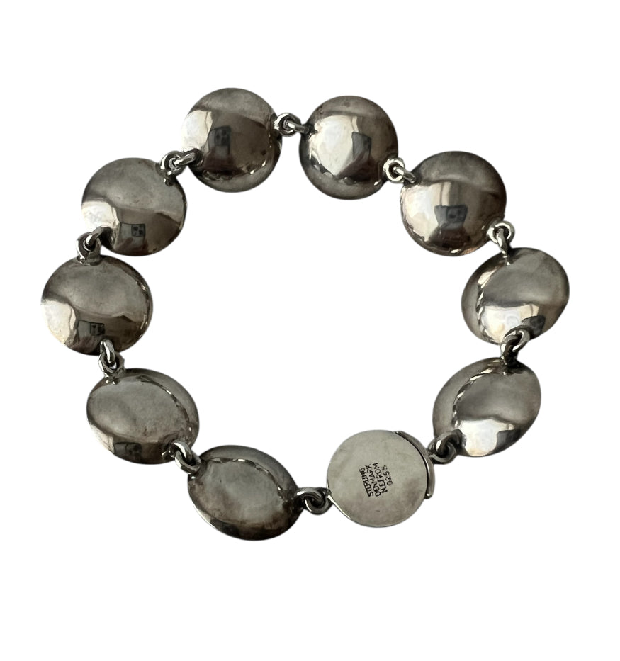 Vintage Malachite Bracelet, Sterling Silver, Danish Modernist, Niels Erik From