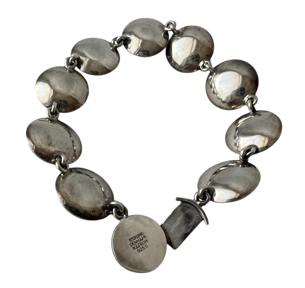 Vintage Malachite Bracelet, Sterling Silver, Danish Modernist, Niels Erik From