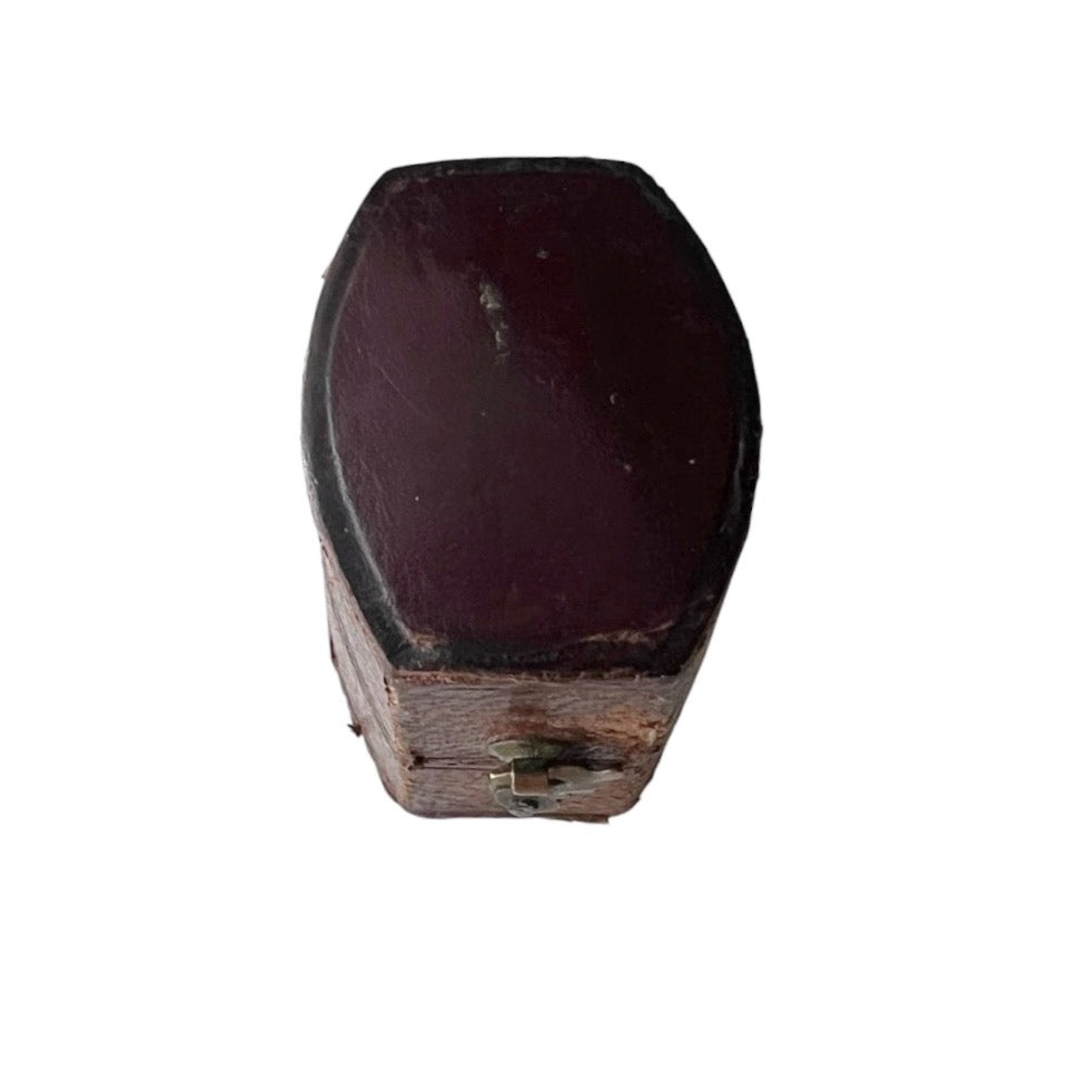 Antique Brown Leather Jewellery Presentation Box, Street & Co Newcastle Ring Holder