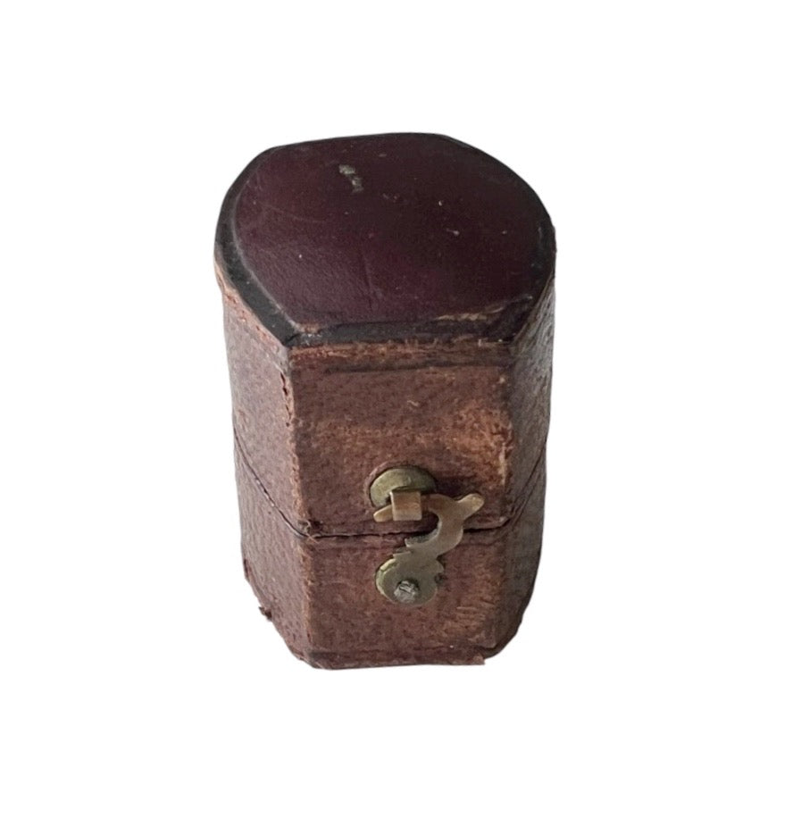 Antique Brown Leather Jewellery Presentation Box, Street & Co Newcastle Ring Holder