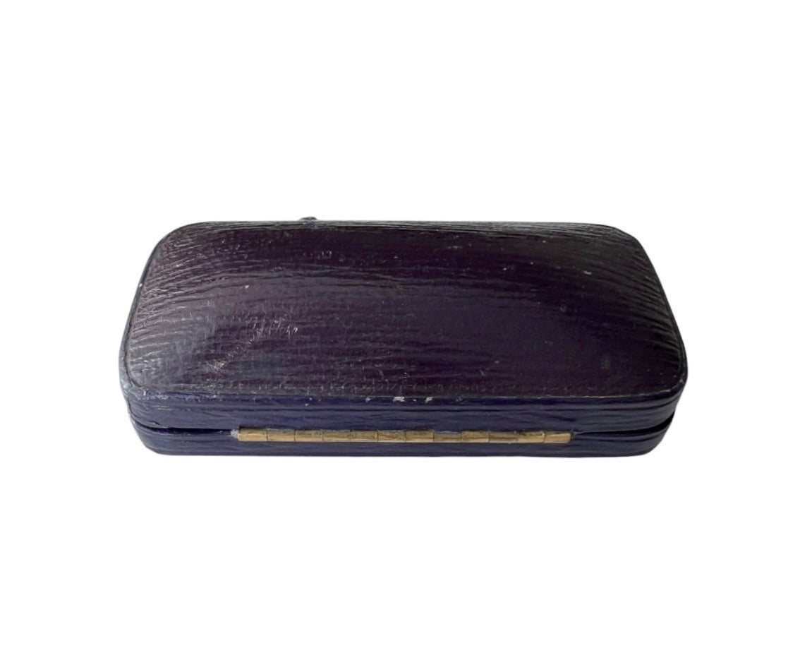 Antique William Battersby Leather Cufflink & Stud Earring Presentation Box, Chelsea London