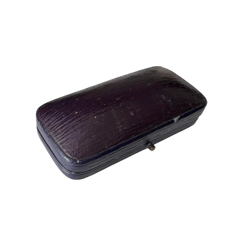 Antique William Battersby Leather Cufflink & Stud Earring Presentation Box, Chelsea London
