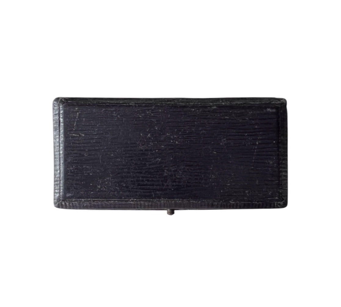 Antique G. C. Champion Leather Jewellery Presentation Box, Herne Hill London, Blue Velvet Case