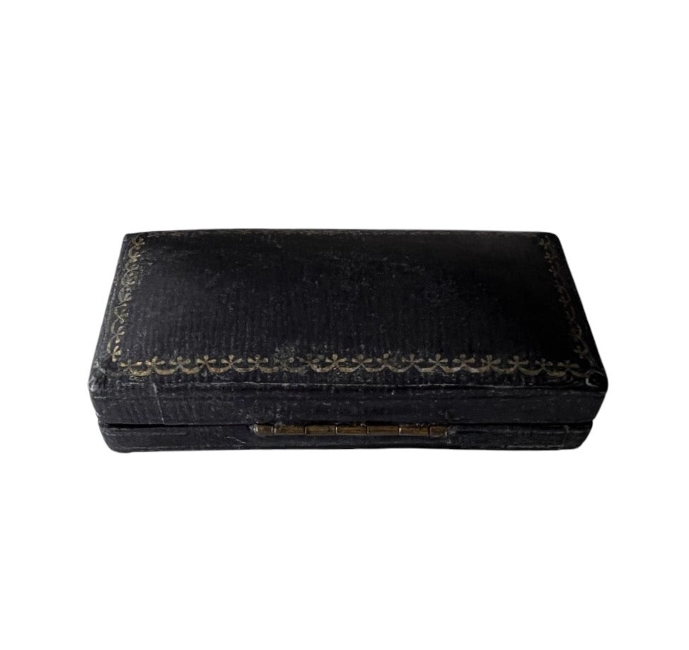 Antique G. C. Champion Leather Jewellery Presentation Box, Herne Hill London, Blue Velvet Case