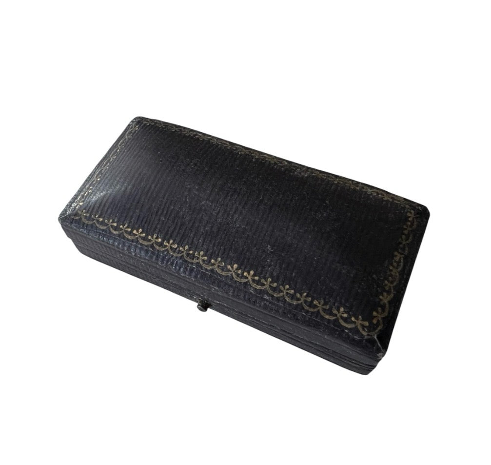 Antique G. C. Champion Leather Jewellery Presentation Box, Herne Hill London, Blue Velvet Case