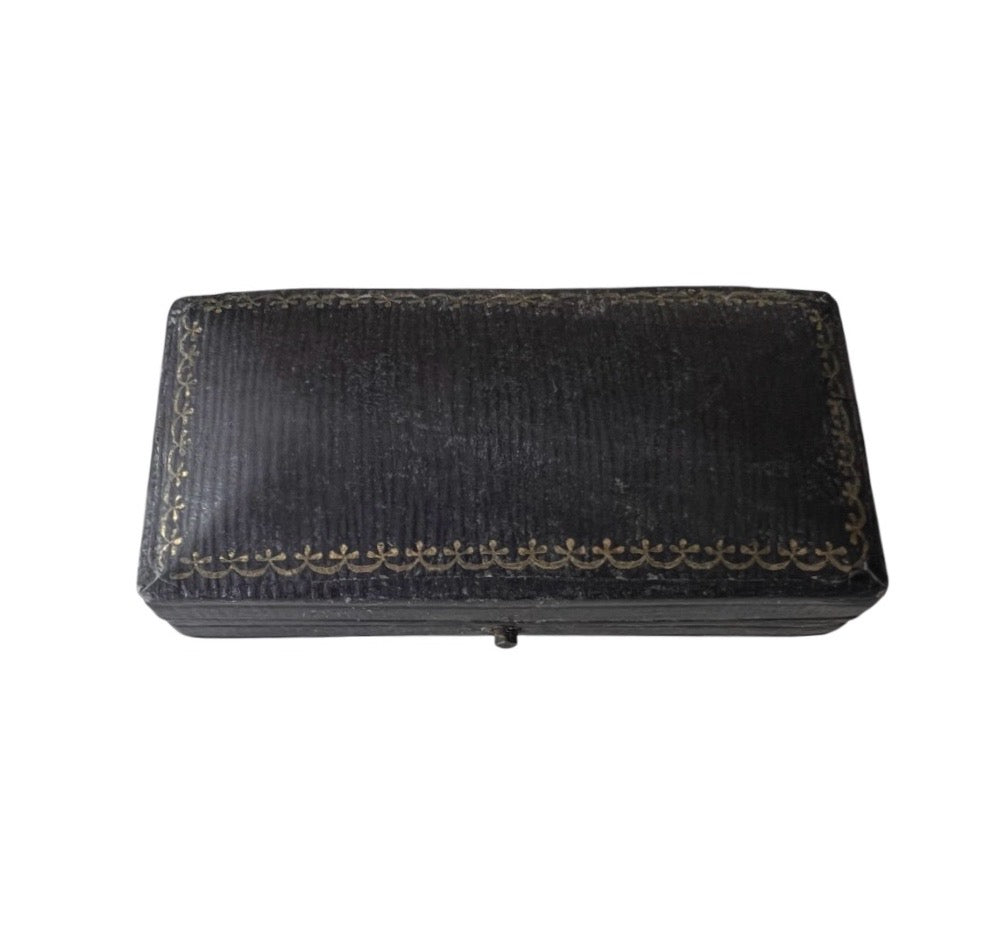 Antique G. C. Champion Leather Jewellery Presentation Box, Herne Hill London, Blue Velvet Case