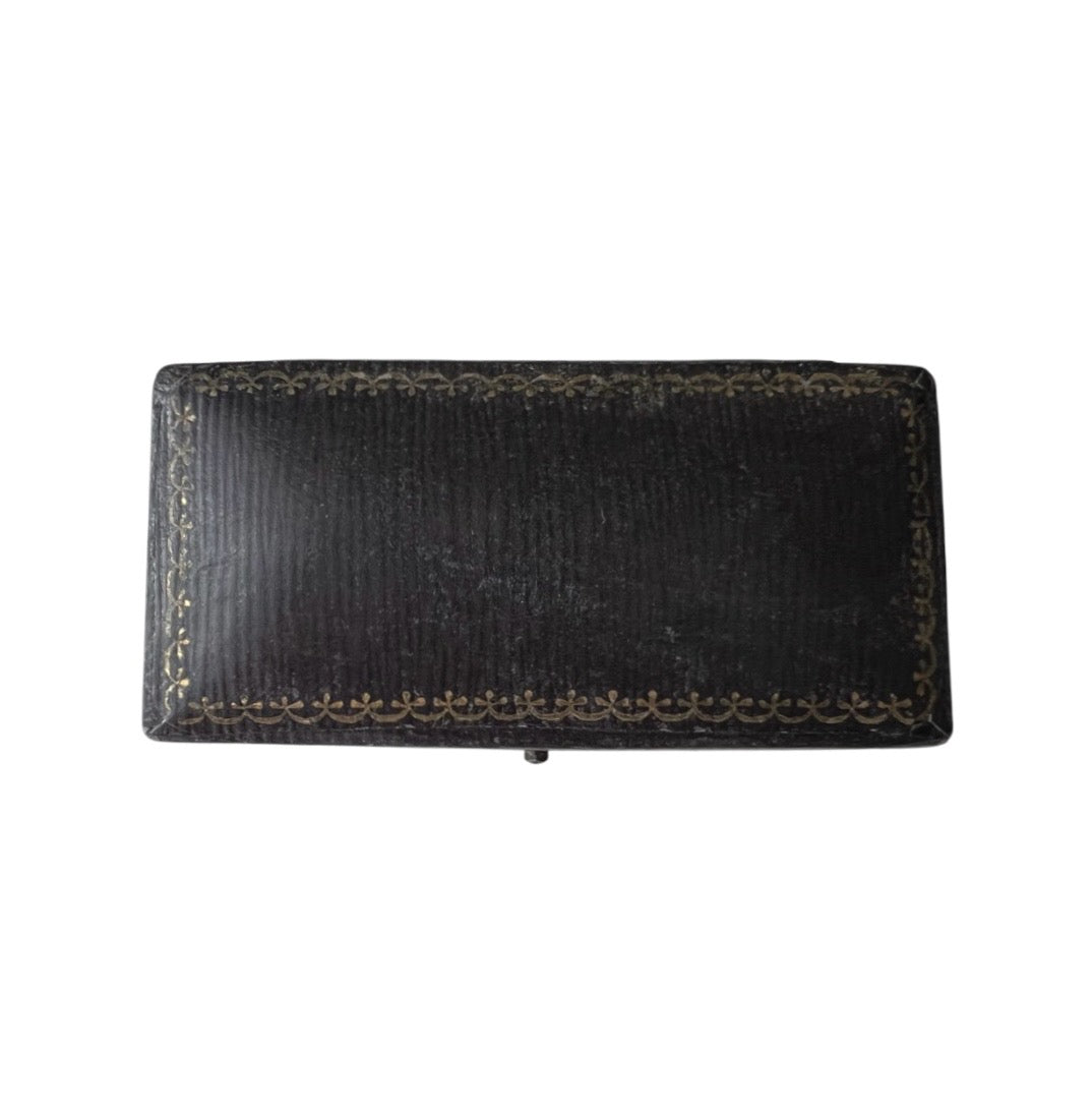 Antique G. C. Champion Leather Jewellery Presentation Box, Herne Hill London, Blue Velvet Case