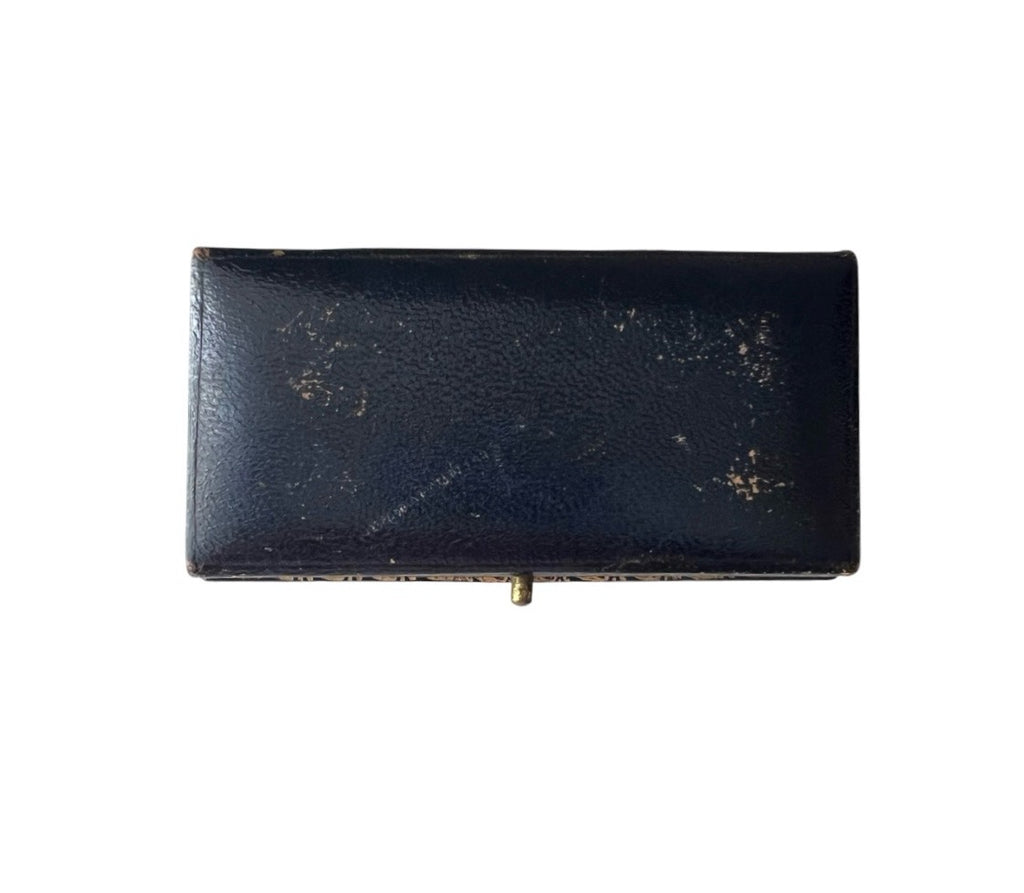 Antique Leather Cufflink & Stud Presentation Box, Black Leather Jewellery Case