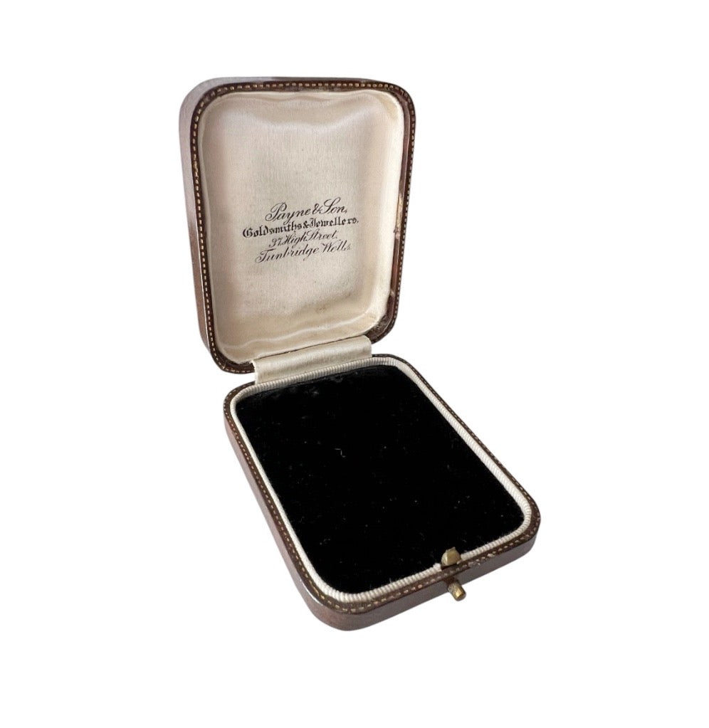 Antique Payne & Son Jewellery Presentation Box, Tunbridge Wells, Black Velvet Interior