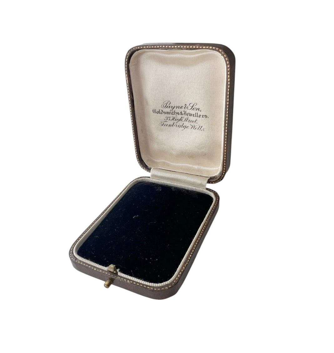 Antique Payne & Son Jewellery Presentation Box, Tunbridge Wells, Black Velvet Interior