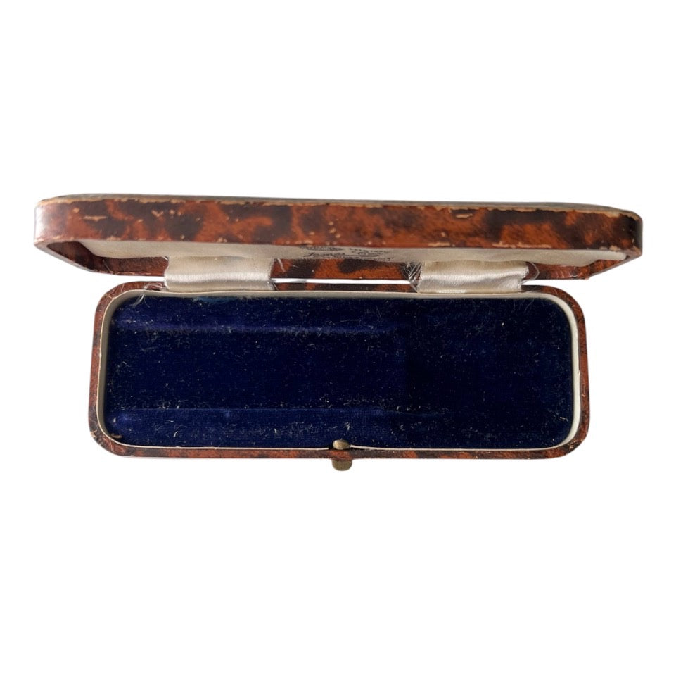 Antique James Carr Aberdeen Jewellery Presentation Box, Blue Velvet Interior