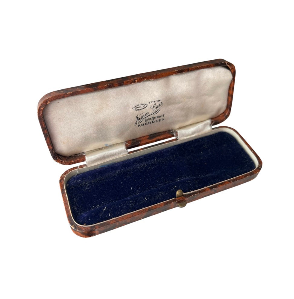 Antique James Carr Aberdeen Jewellery Presentation Box, Blue Velvet Interior
