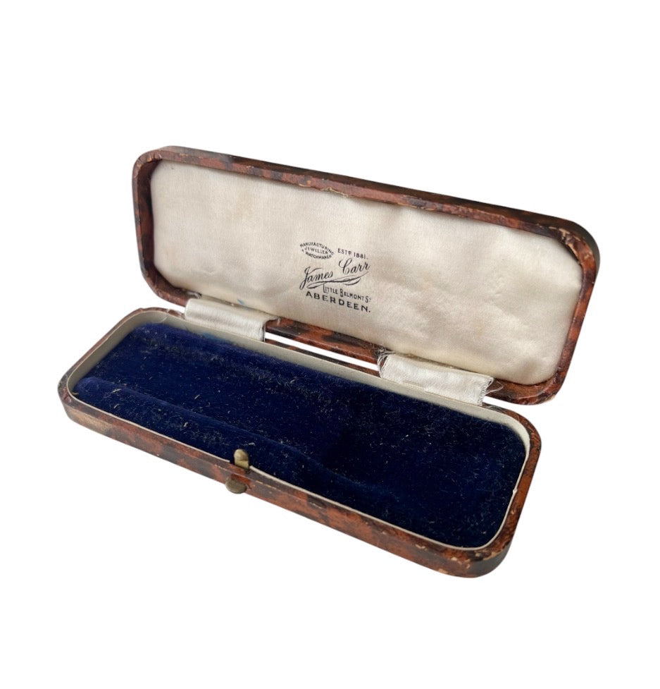 Antique James Carr Aberdeen Jewellery Presentation Box, Blue Velvet Interior