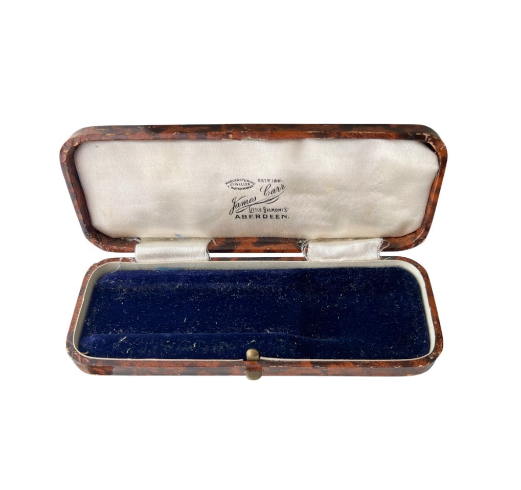 Antique James Carr Aberdeen Jewellery Presentation Box, Blue Velvet Interior