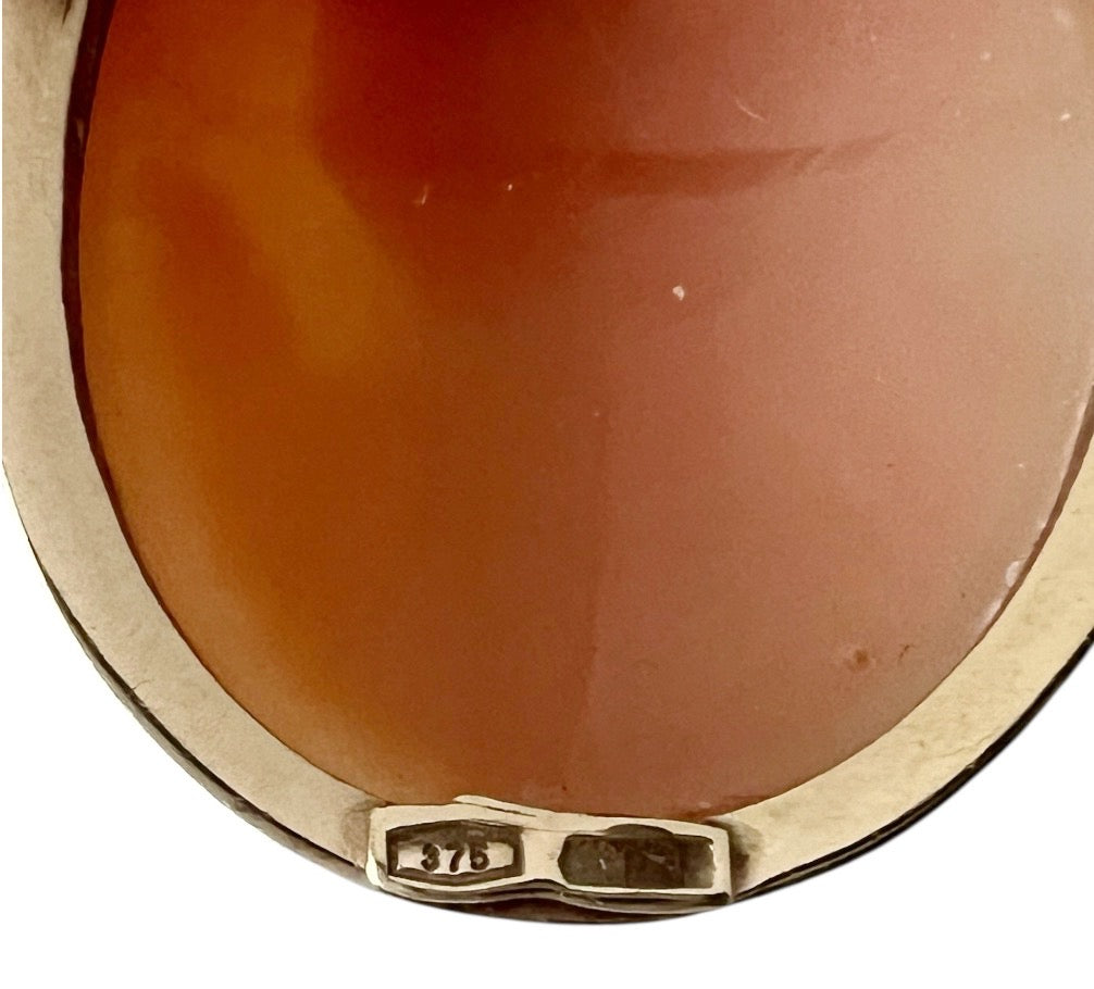 Antique Victorian  9ct Gold Shell Cameo Brooch Pendant