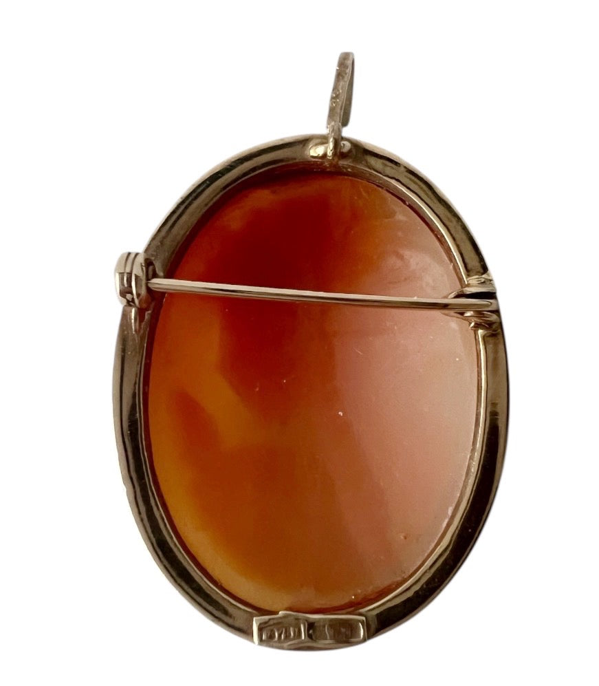 Antique Victorian  9ct Gold Shell Cameo Brooch Pendant