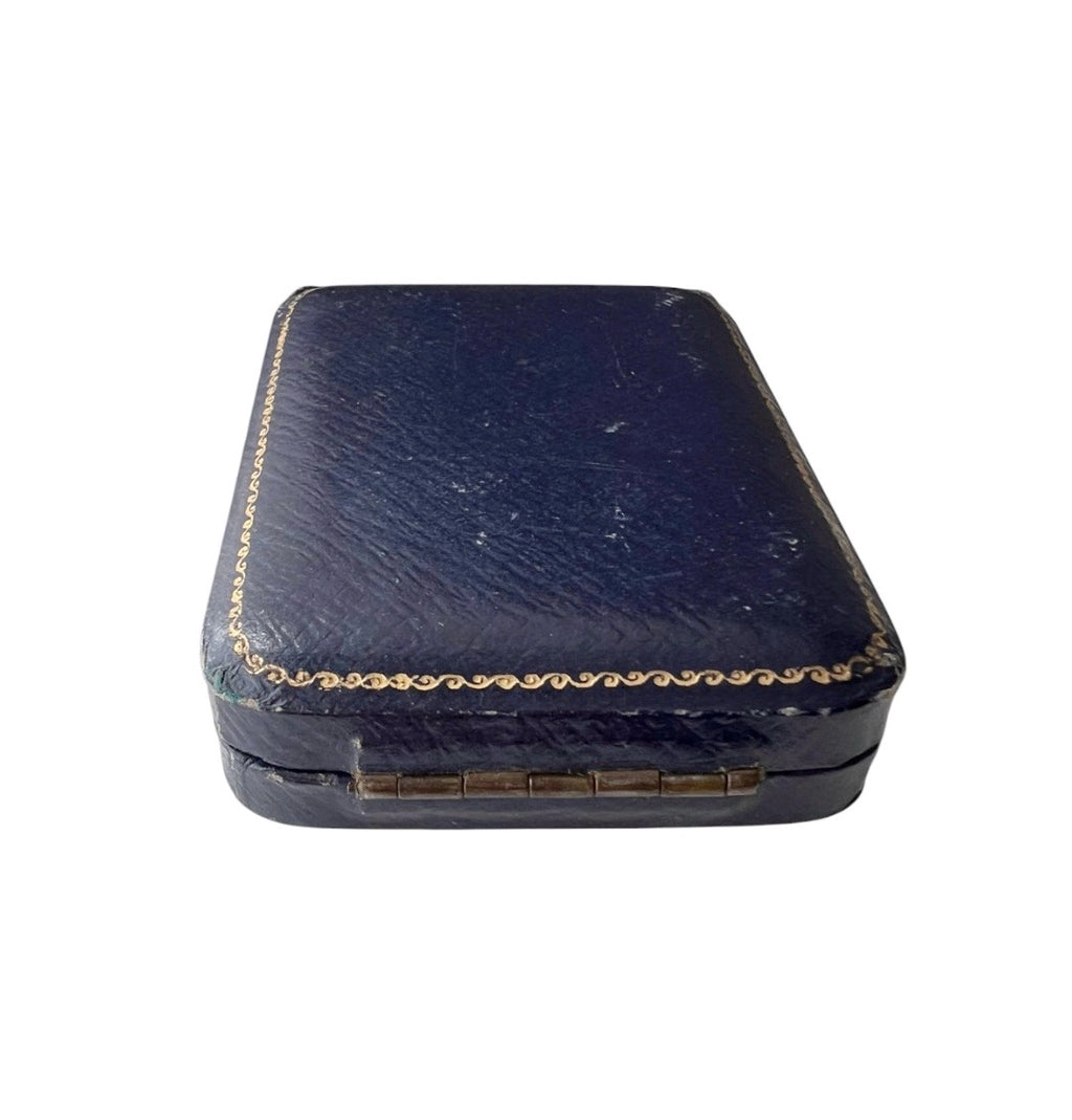 Antique Jays London Blue Velvet Jewellery Presentation Box