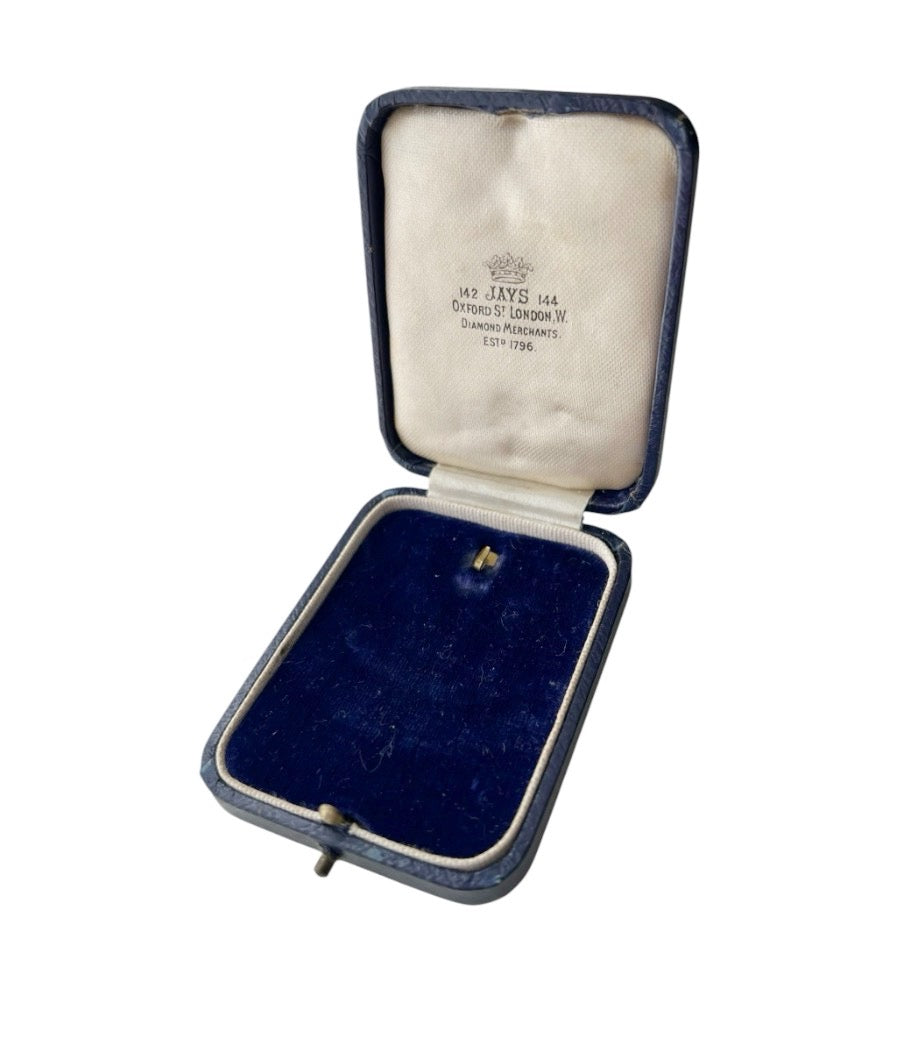 Antique Jays London Blue Velvet Jewellery Presentation Box
