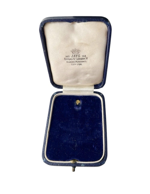 Antique Jays London Blue Velvet Jewellery Presentation Box