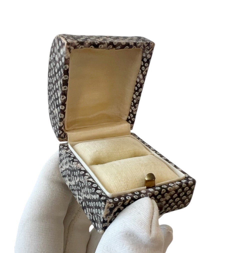Antique Shagreen Ring Box Stingray Skin Jewellery Presentation Case Edwardian