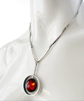 Vintage Baltic Amber Necklace, Sterling Silver, Danish Modernist, Niels Erik From