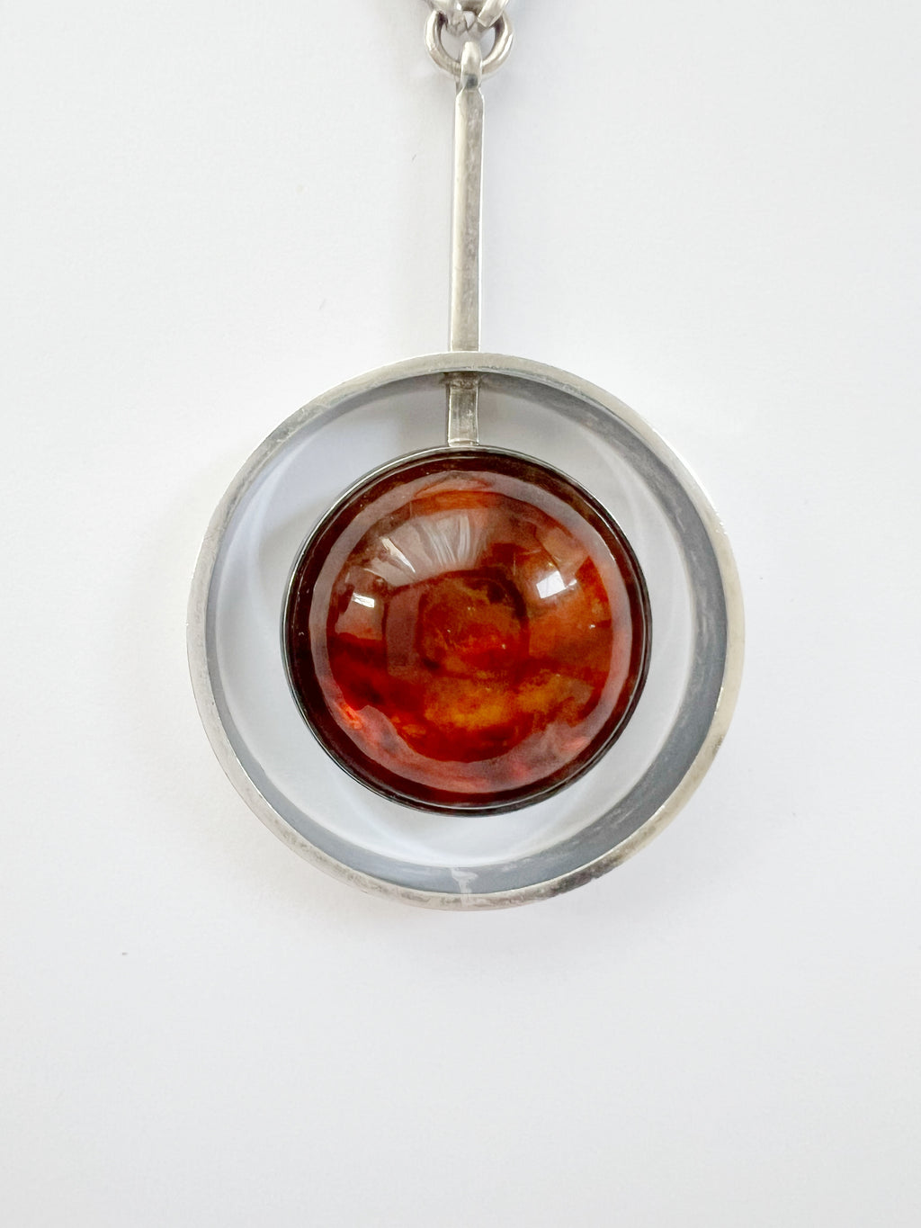 Vintage Baltic Amber Necklace, Sterling Silver, Danish Modernist, Niels Erik From