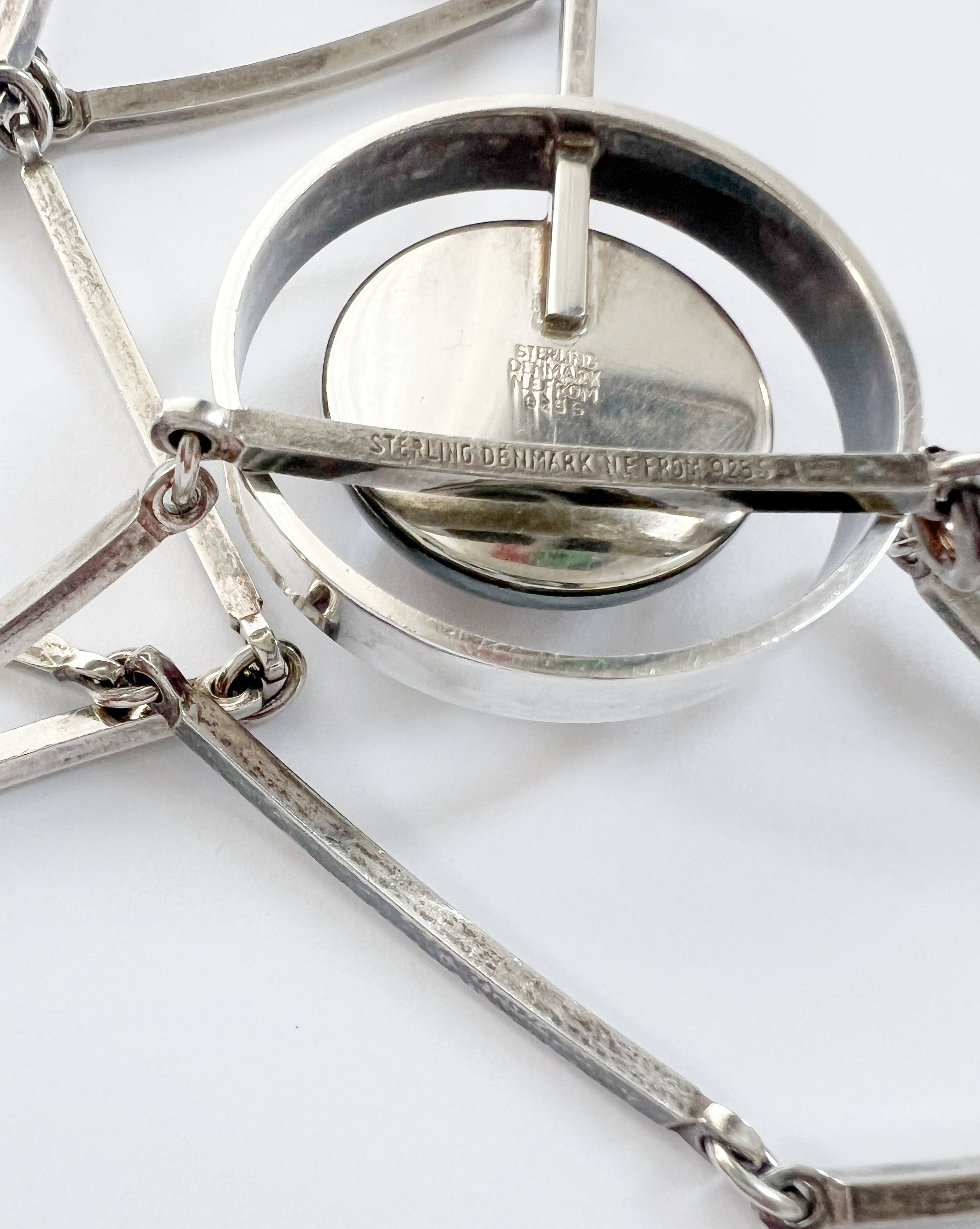 Vintage Baltic Amber Necklace, Sterling Silver, Danish Modernist, Niels Erik From