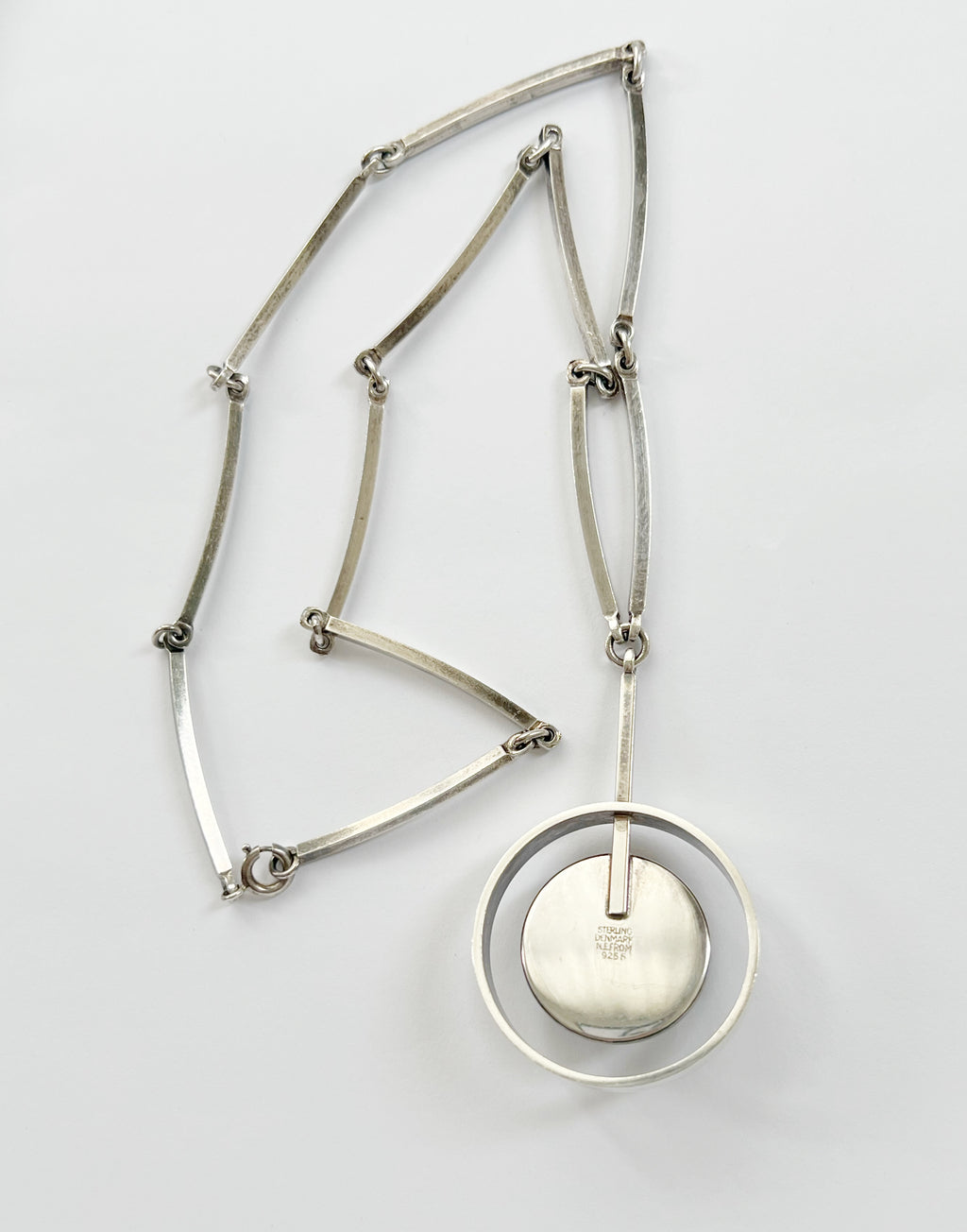 Vintage Baltic Amber Necklace, Sterling Silver, Danish Modernist, Niels Erik From