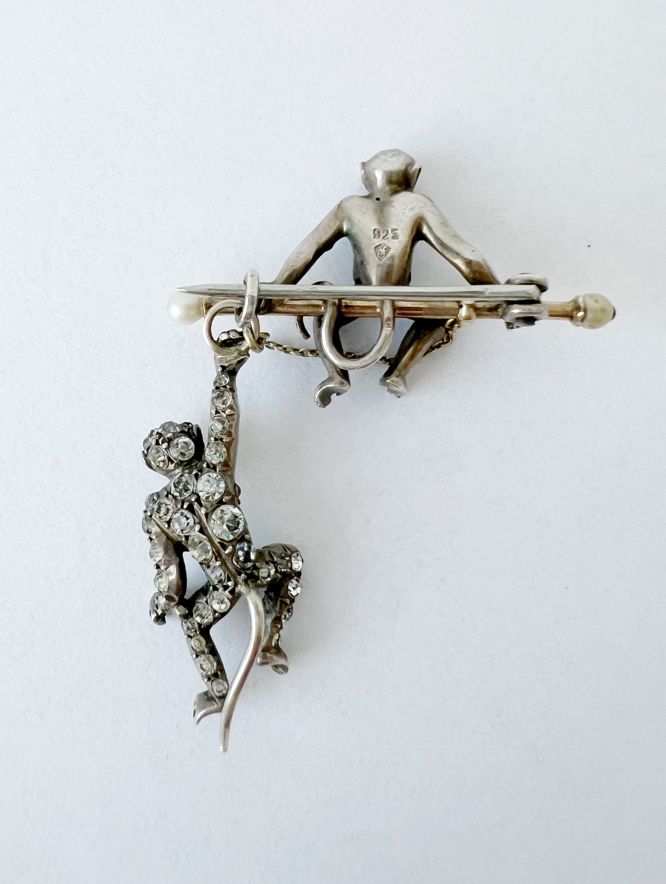 Art Deco Monkey Brooch, Sterling Silver KP 925, Knoll & Pregizer, c.1920s–30s