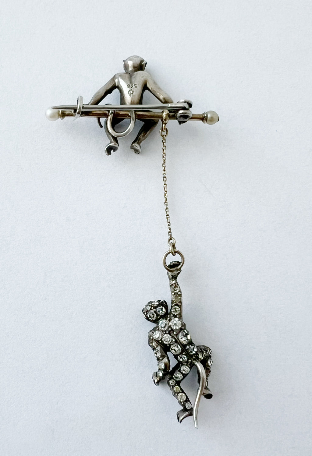 Art Deco Monkey Brooch, Sterling Silver KP 925, Knoll & Pregizer, c.1920s–30s