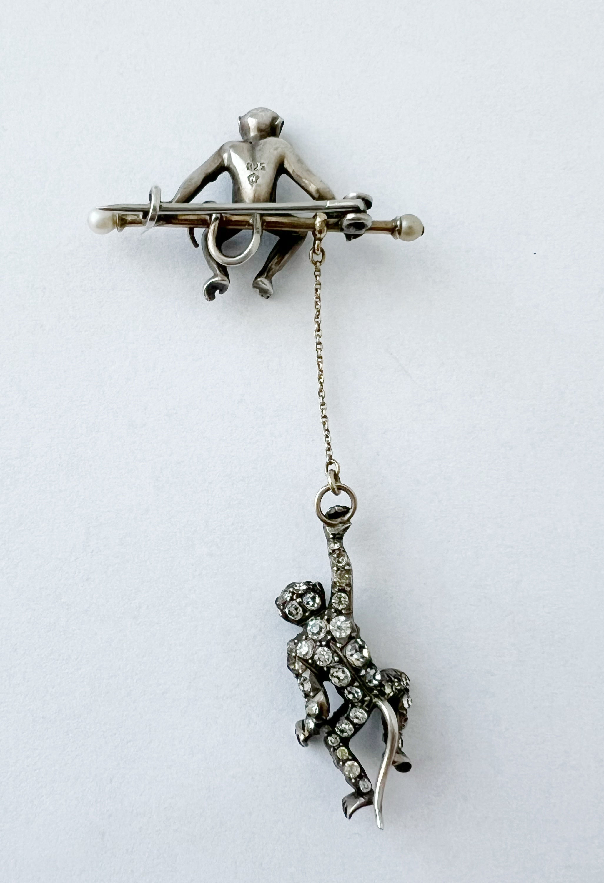 Art Deco Monkey Brooch, Sterling Silver KP 925, Knoll & Pregizer, c.1920s–30s